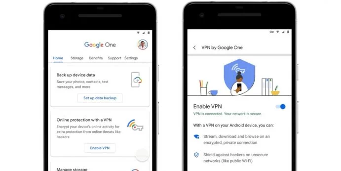 Google One VPN kasutajaliides