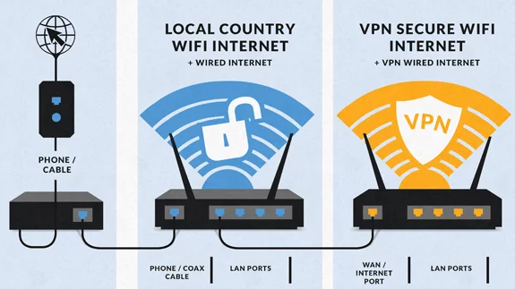 поставување на двојни рутери vpn